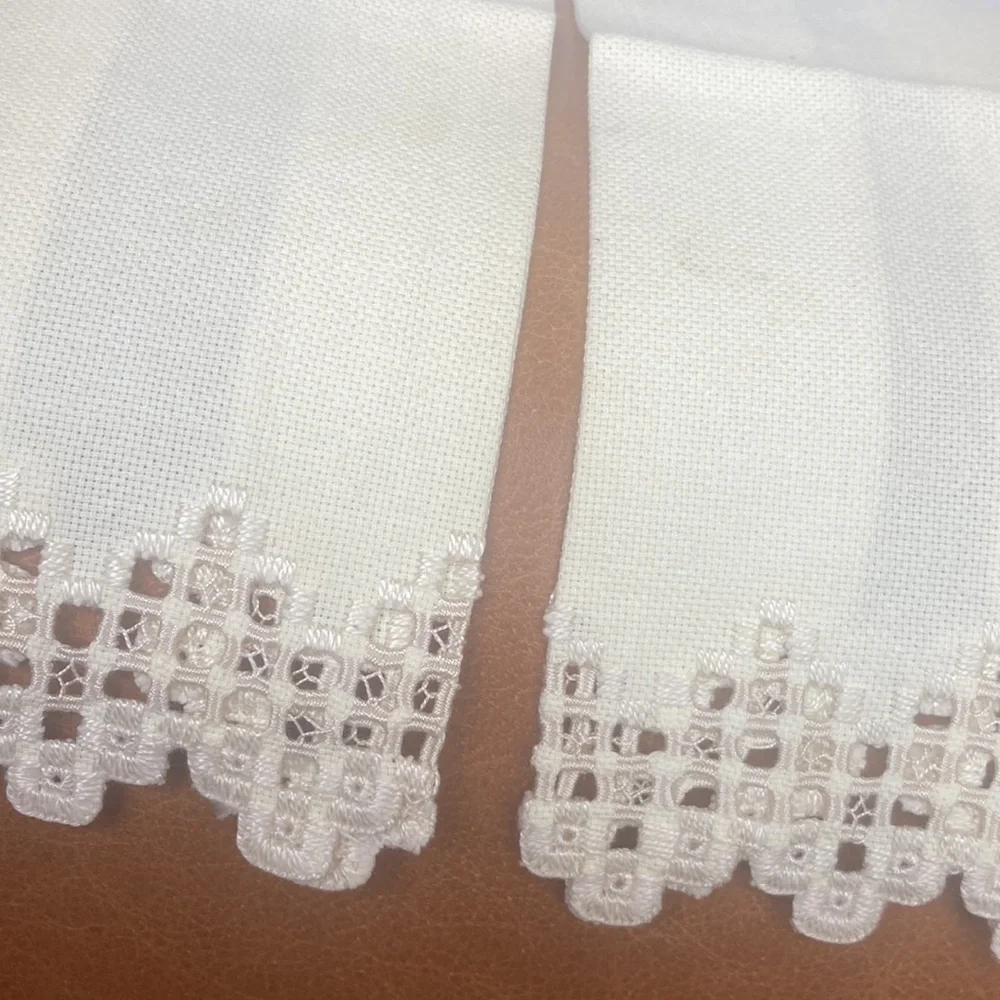Buttercream thick linen tea towels. Pair of two. 1940s vintage.